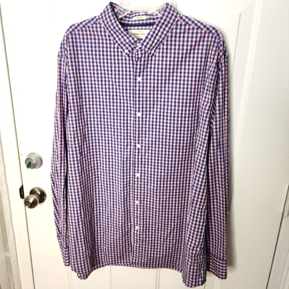 Hawker Rye Button Down Long Sleeve Shirt Pink Blue Size XXL
